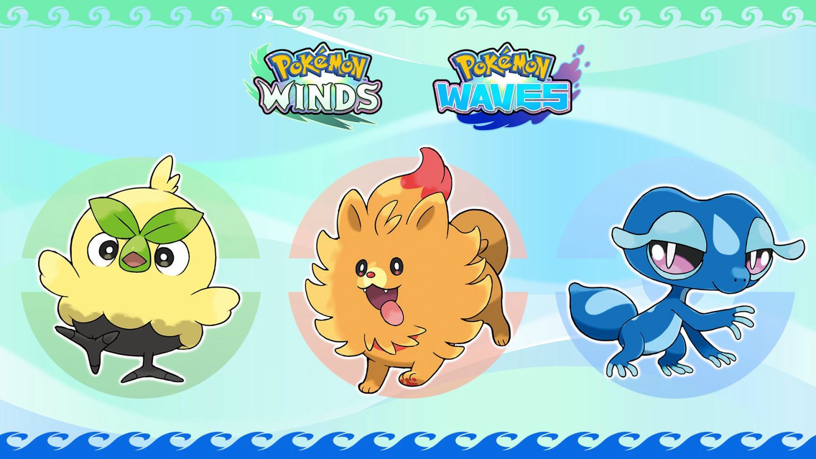 Pokémon Winds & Pokémon Waves Generation 10 Starter Pokémon 