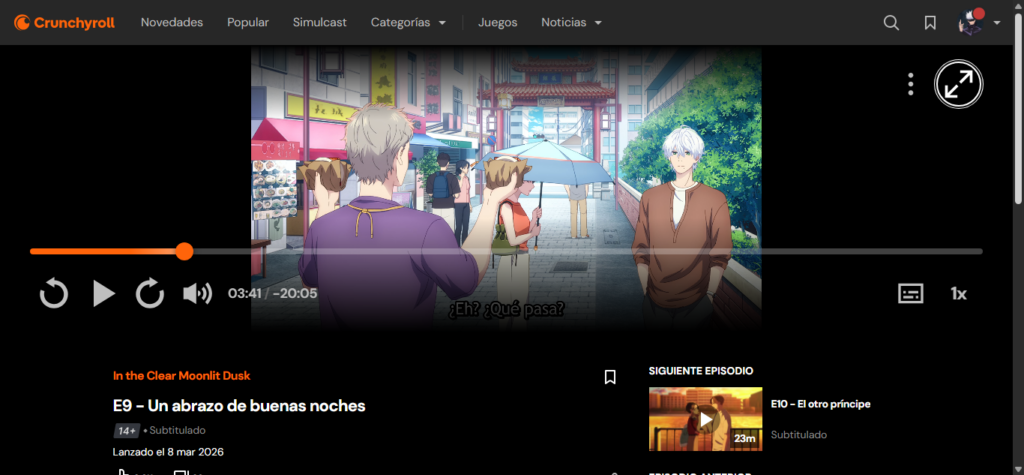 crunchyroll screenshot of new video player (march 2026)