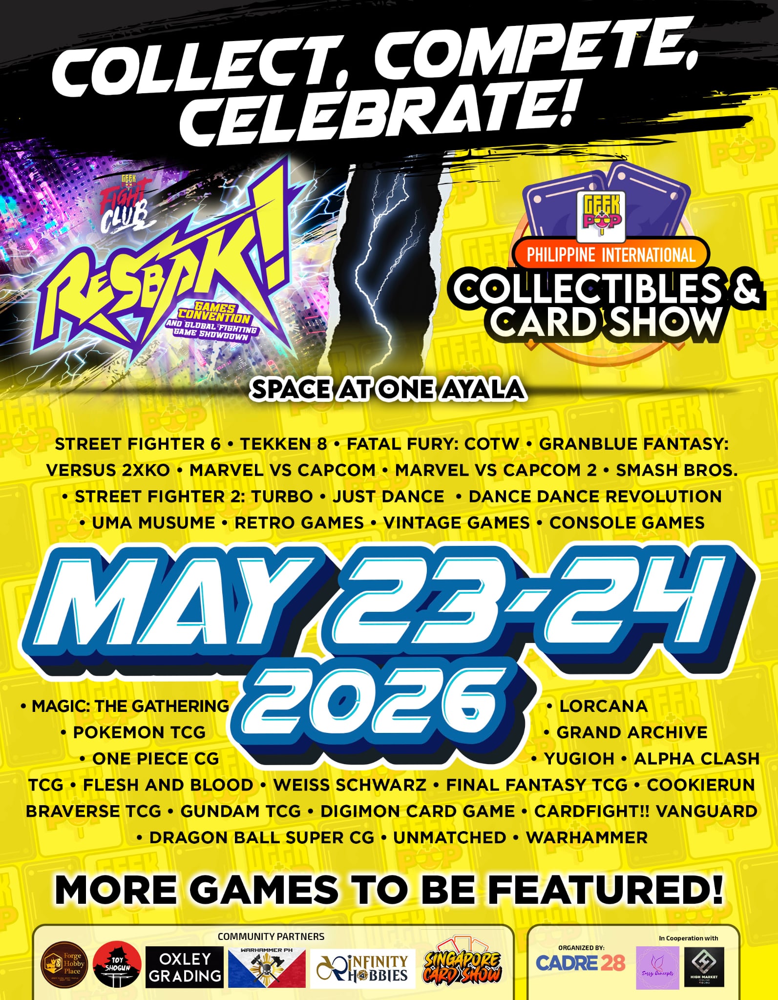 GEEK+POP and RESBAK: Card Collectibles and Fighting Games Convention Arrives in the Philippines This May