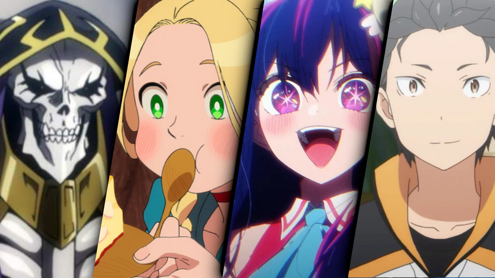 kadokawa's best-selling titles from april to december 2024 images includes ai from oshi no ko, marcille from delicious in dungeon, ainz from overlord, and subaru from re zero