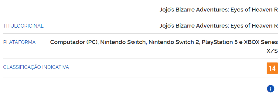 Jojo's bizarre adventure eyes of heaven r rating details - age 14, available on PC, PS, XBOX, Switch